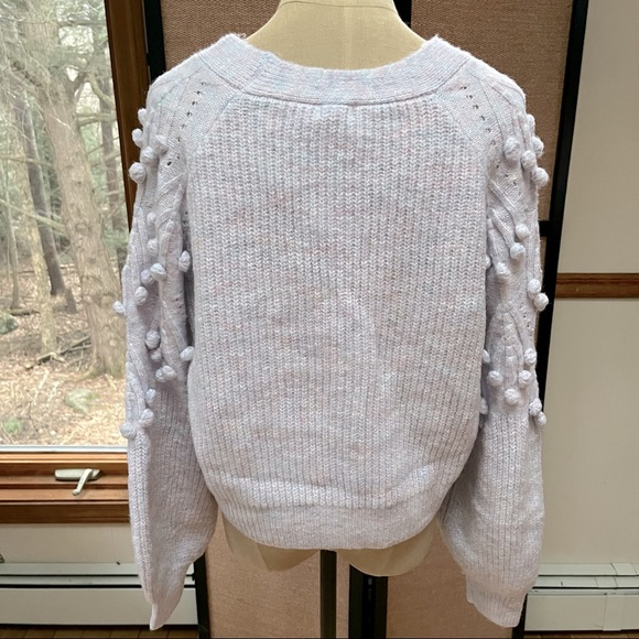 LAST 1! Cropped Pom Pom Lavender Sweater Cardigan - Picture 4 of 10
